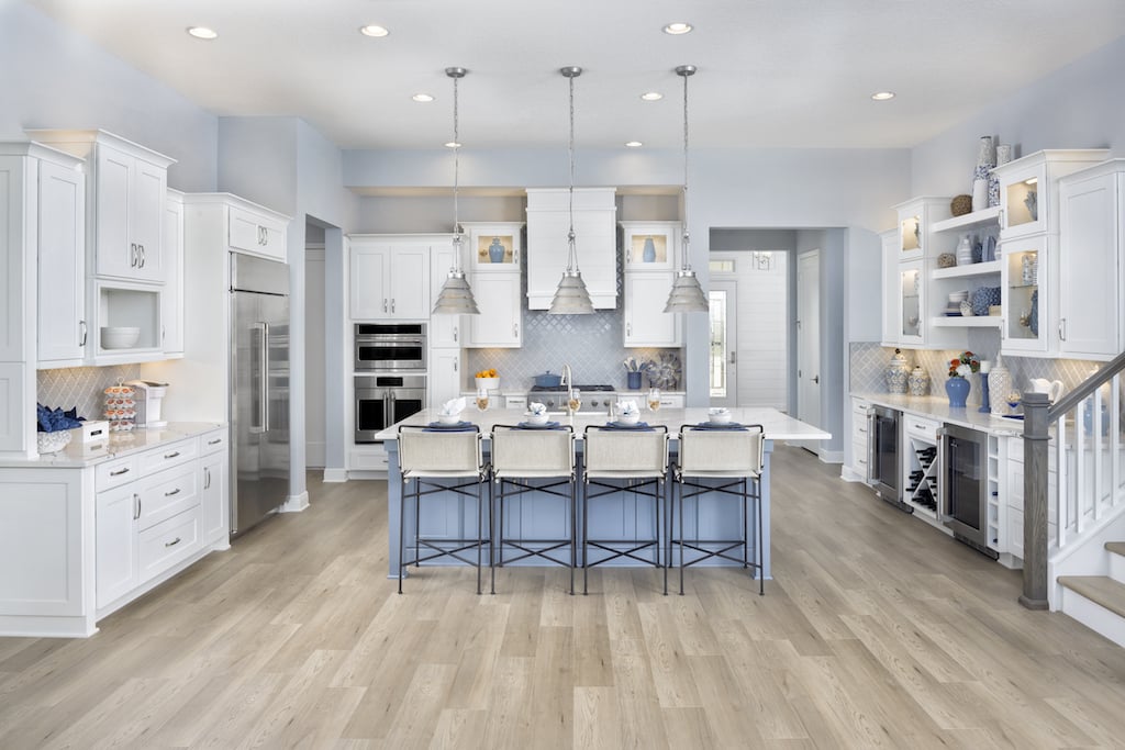 Modern kitchen with blue accents